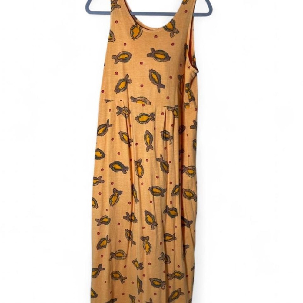 Fresh Produce Vintage Maxi Dress Women's Medium FISH PRINT‎ Cotton - Picture 2 of 4